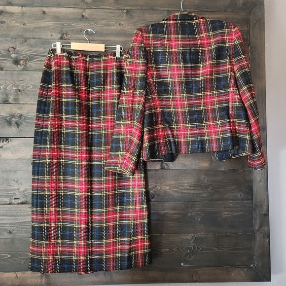 Jones New York Skirt Suit‎ Set Womens 6/8 Tartan Plaid Blazer Jacket Maxi Skirt - Picture 4 of 16